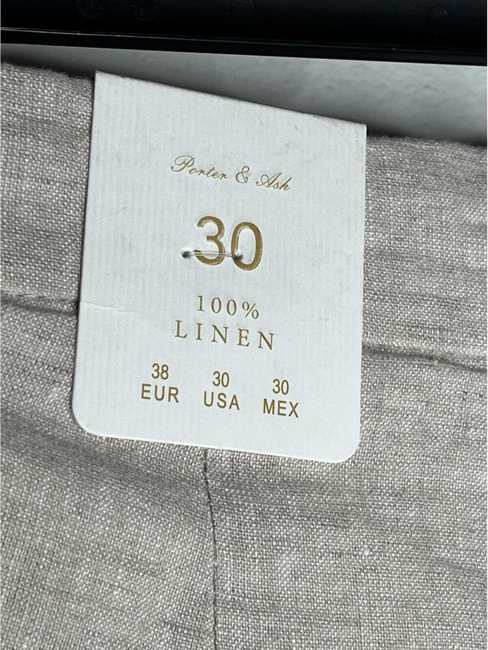 NWT Porter & Ash Men's Khaki/100% Linen Shorts Size 30 - Picture 7 of 10
